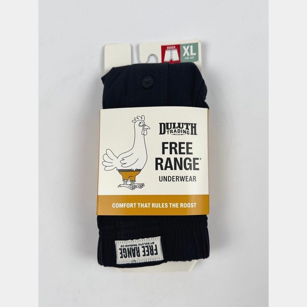 Duluth Trading Co Free Range Organic Cotton Boxers Black Size XL